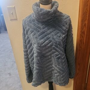 Eddie Bauer Textured Blue Cowl Neck Sweater